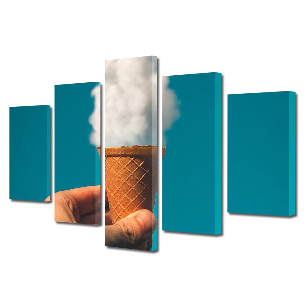 Set Tablouri Multicanvas 5 piese Colectia Ziua Indragostitilor, Dragobete, Valentine's Day, Inghetata din nori, Decoratiuni Moderne pentru Casa, 120 x 225 cm