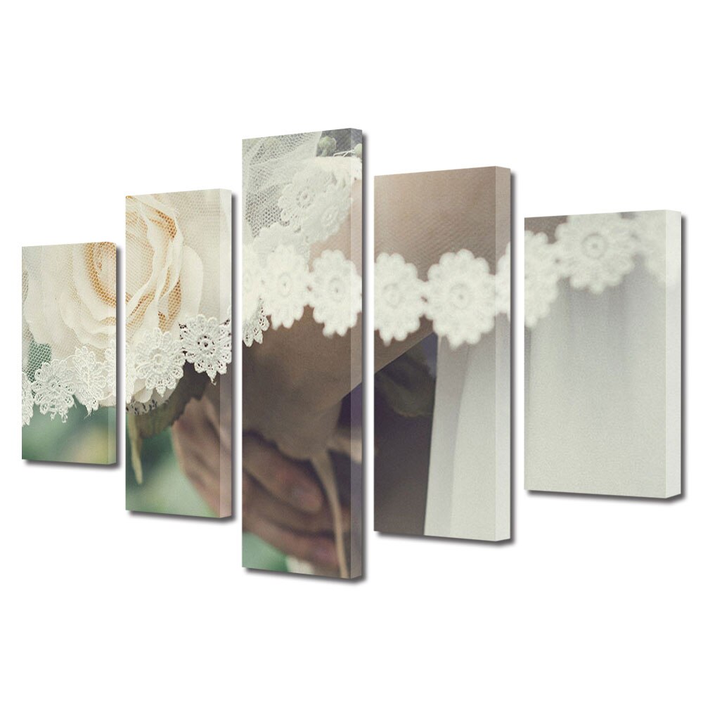 Set Tablouri Multicanvas 5 piese Colectia Ziua Indragostitilor, Dragobete, Valentine's Day, Buchet cu emotii, Decoratiuni Moderne pentru Casa, 120 x 225 cm