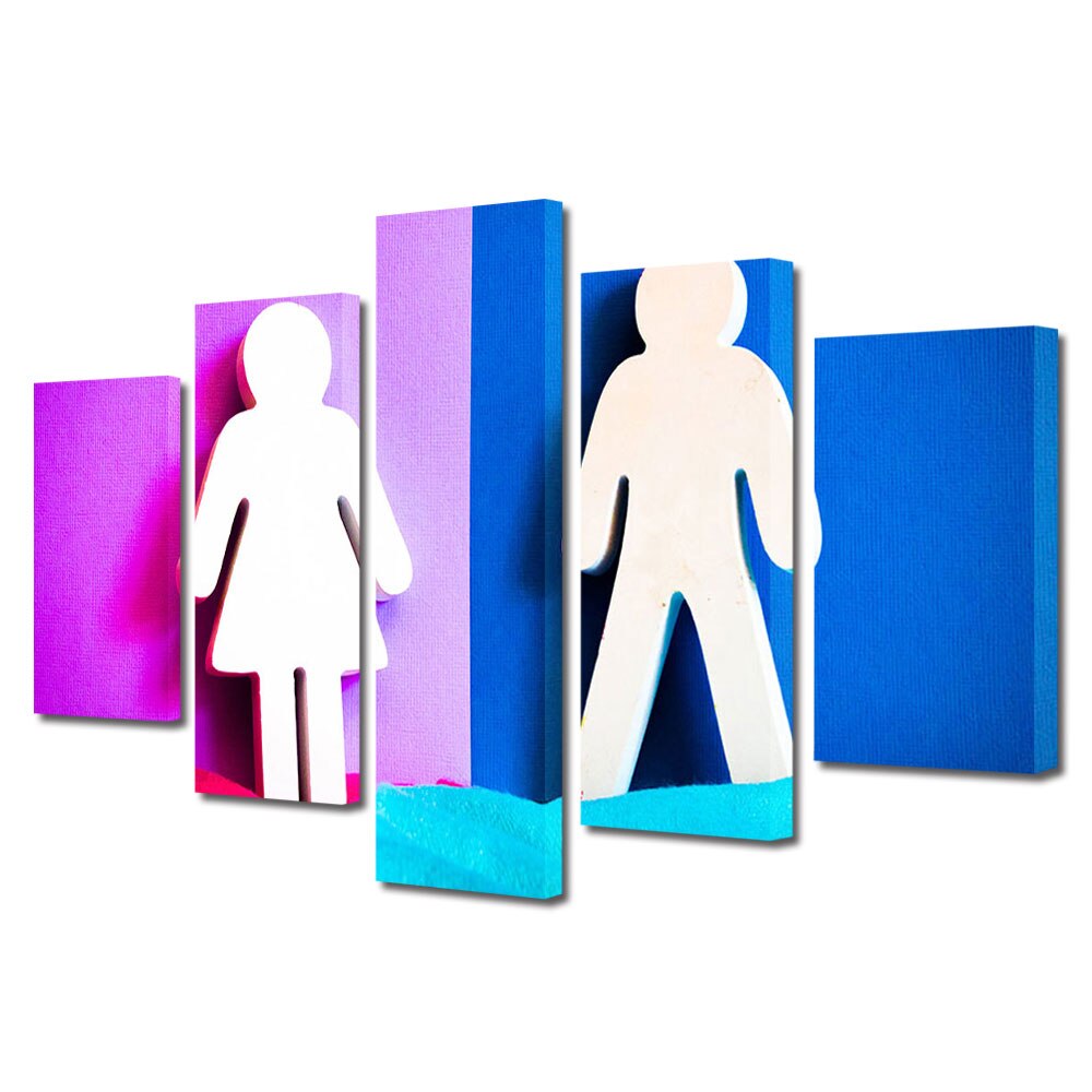 Set Tablouri Multicanvas 5 piese Colectia Ziua Indragostitilor, Dragobete, Valentine's Day, Fata si baiat, Decoratiuni Moderne pentru Casa, 120 x 225 cm