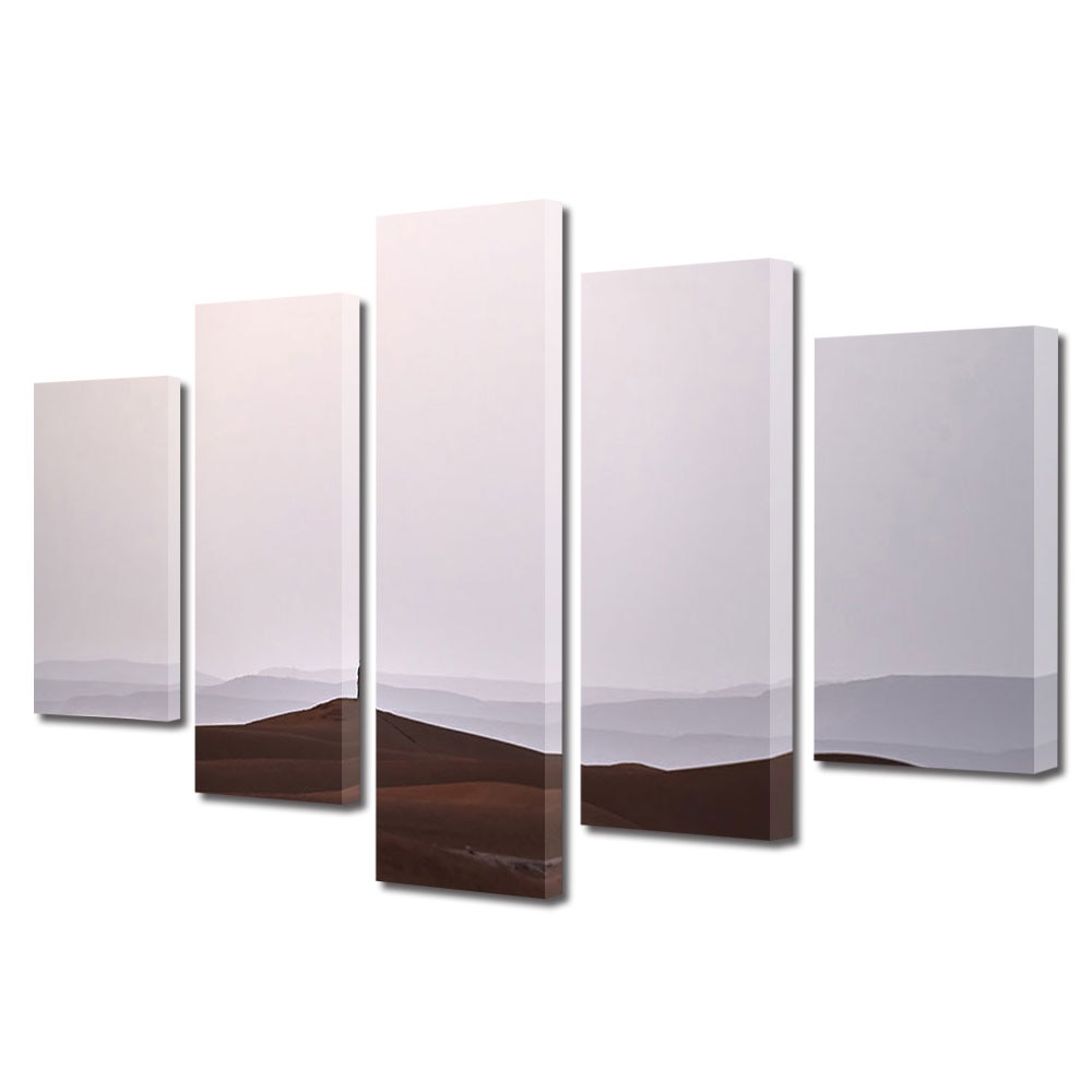 Set Tablouri Multicanvas 5 piese Colectia Ziua Indragostitilor, Dragobete, Valentine's Day, Singuri in desert, Decoratiuni Moderne pentru Casa, 120 x 225 cm