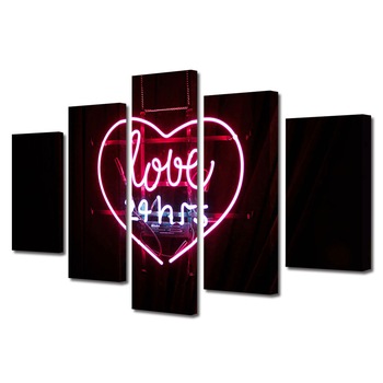 Set Tablouri Multicanvas 5 piese Colectia Ziua Indragostitilor, Dragobete, Valentine's Day, Inima aprinsa pe scara, Decoratiuni Moderne pentru Casa, 120 x 225 cm Set Tablouri Multicanvas 5 piese Colectia Ziua Indragostitilor, Dragobete, Valentine's Day, Inima aprinsa pe scara, Decoratiuni Moderne pentru Casa, 120 x 225 cm