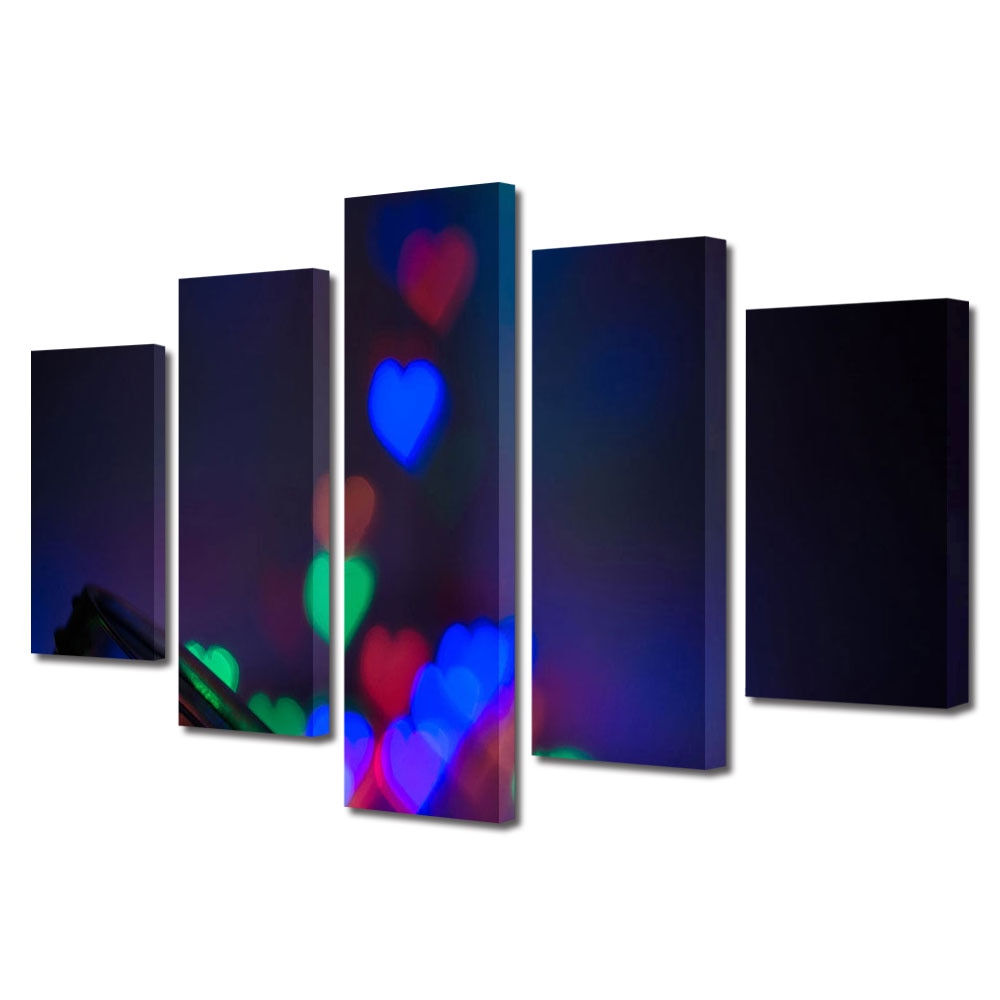 Set Tablouri Multicanvas 5 piese Colectia Ziua Indragostitilor, Dragobete, Valentine's Day, Inimi din borcan, Decoratiuni Moderne pentru Casa, 120 x 225 cm
