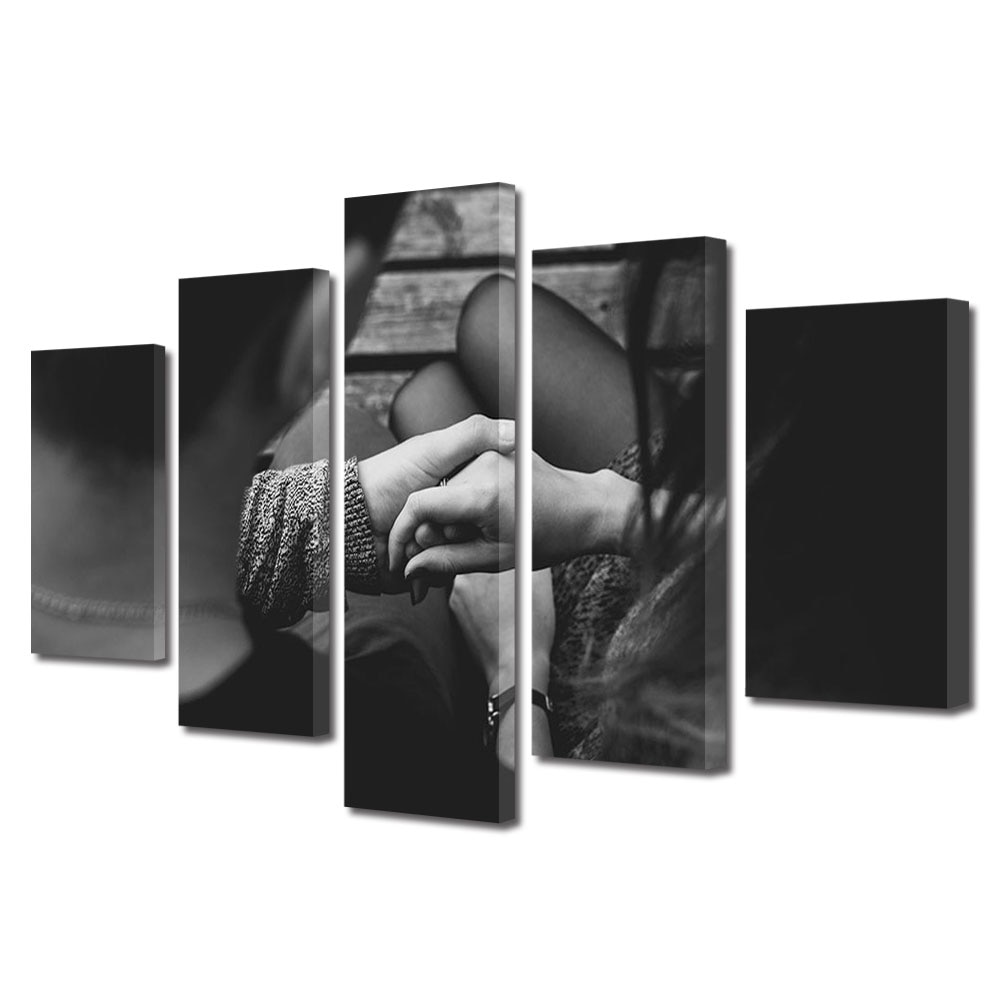 Set Tablouri Multicanvas 5 piese Colectia Ziua Indragostitilor, Dragobete, Valentine's Day, Incredere totala, Decoratiuni Moderne pentru Casa, 120 x 225 cm