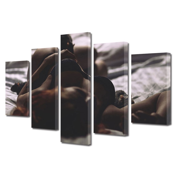 Set Tablouri Multicanvas 5 piese Colectia Ziua Indragostitilor, Dragobete, Valentine's Day, Asteptarea iubitului, Decoratiuni Moderne pentru Casa, 60 x 100 cm