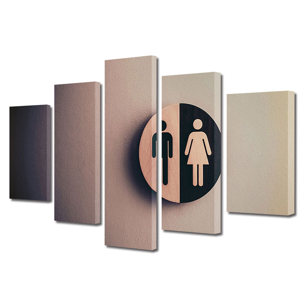 Set Tablouri Multicanvas 5 piese Colectia Ziua Indragostitilor, Dragobete, Valentine's Day, Fata si baiat in alb negru, Decoratiuni Moderne pentru Casa, 120 x 225 cm