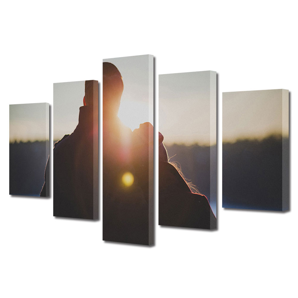 Set Tablouri Multicanvas 5 piese Colectia Ziua Indragostitilor, Dragobete, Valentine's Day, Privind viitorul, Decoratiuni Moderne pentru Casa, 120 x 225 cm