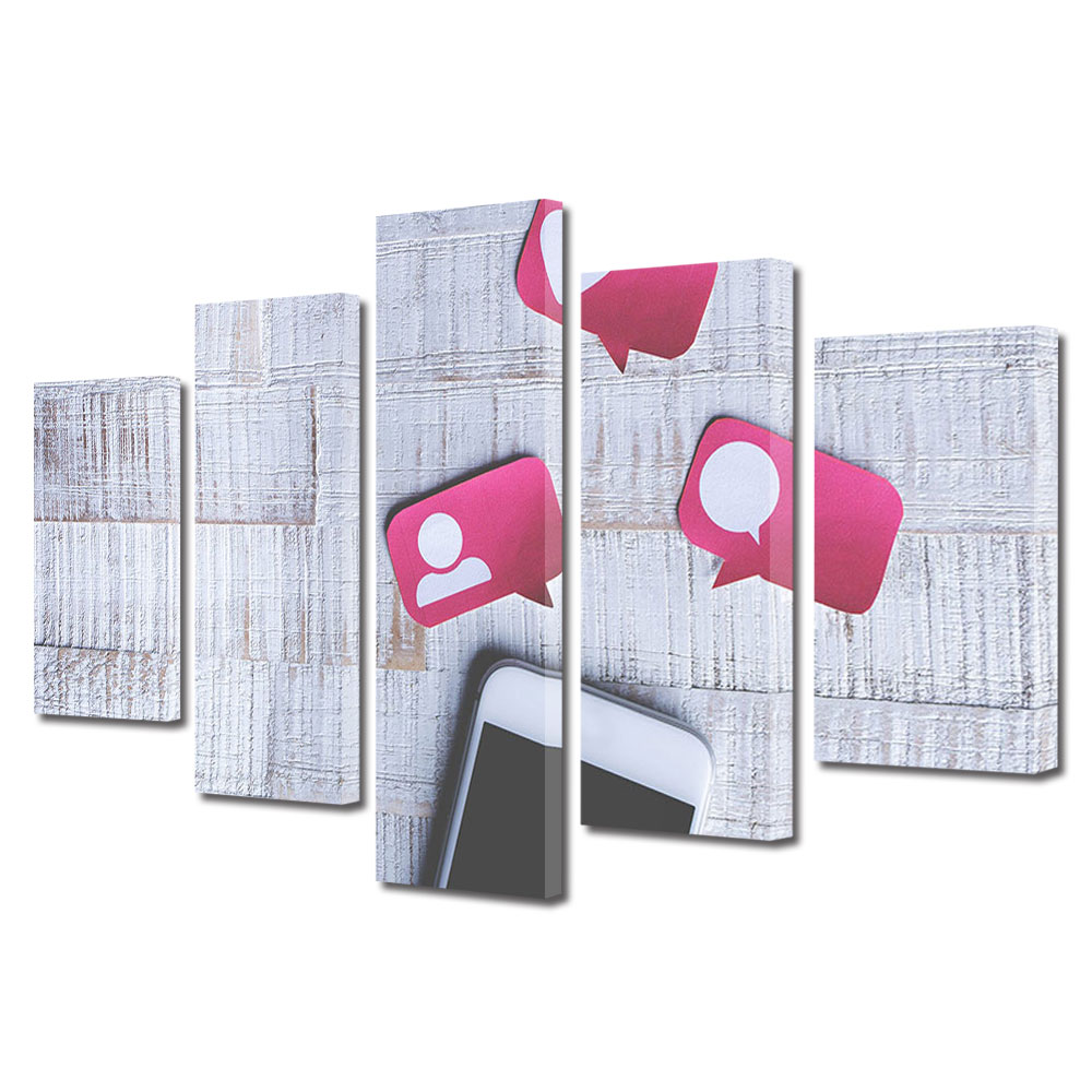 Set Tablouri Multicanvas 5 piese Colectia Ziua Indragostitilor, Dragobete, Valentine's Day, Mesaje de dragoste, Decoratiuni Moderne pentru Casa, 120 x 225 cm
