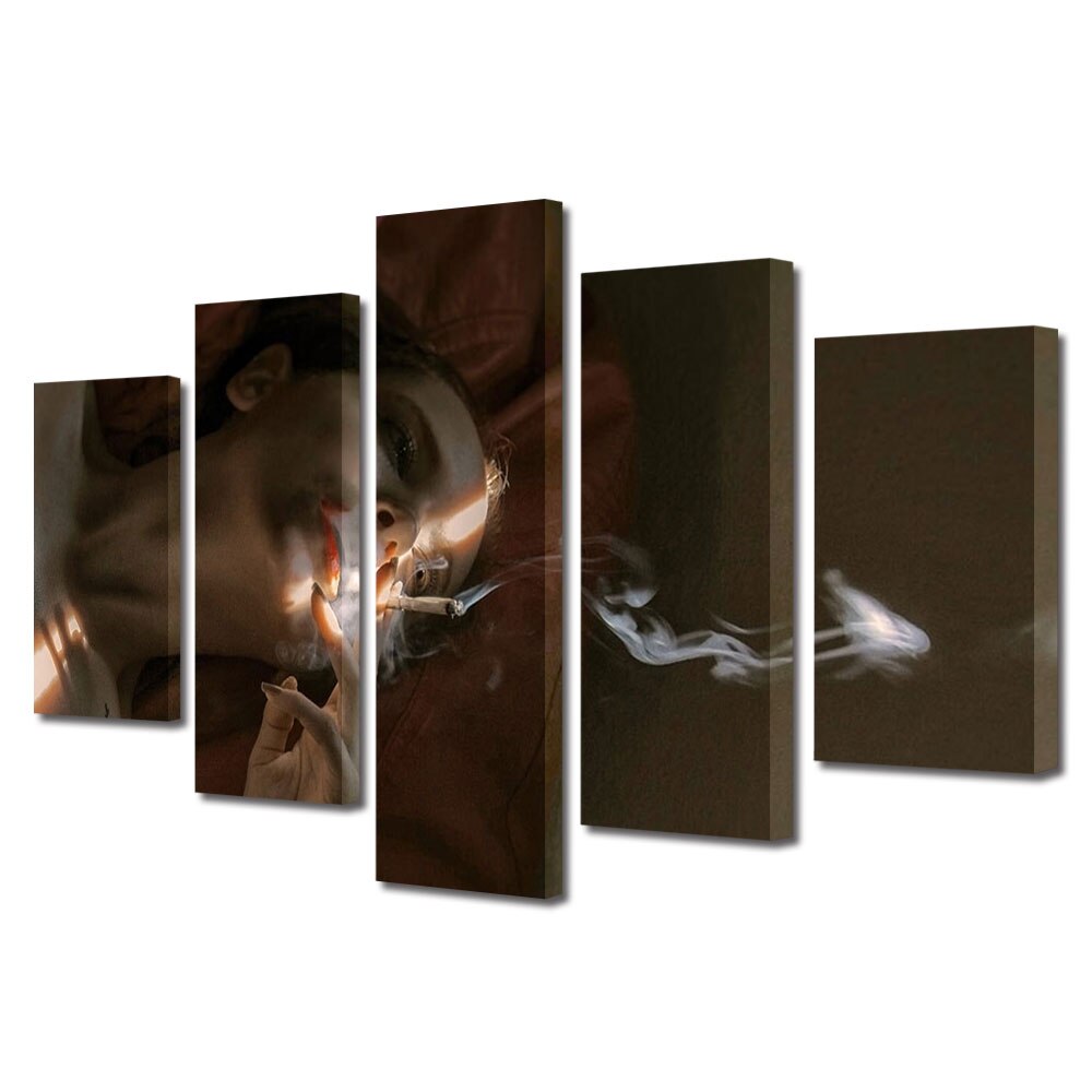 Set Tablouri Multicanvas 5 piese Colectia Ziua Indragostitilor, Dragobete, Valentine's Day, Raza de lumina pe tigara, Decoratiuni Moderne pentru Casa, 120 x 225 cm
