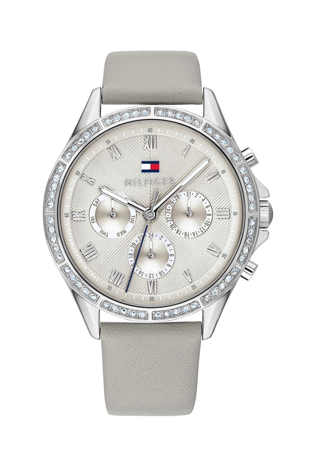Tommy Hilfiger, Ceas quartz cu o curea de piele Ari, Gri/Argintiu