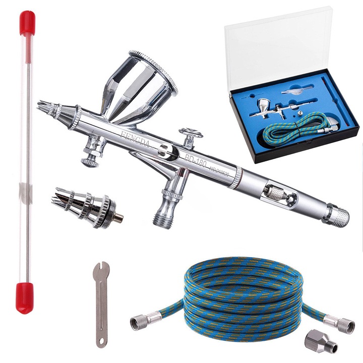 Aerograf Airbrush BD-180K Furtun si Duza 0,2mm 0,3mm 7 ml