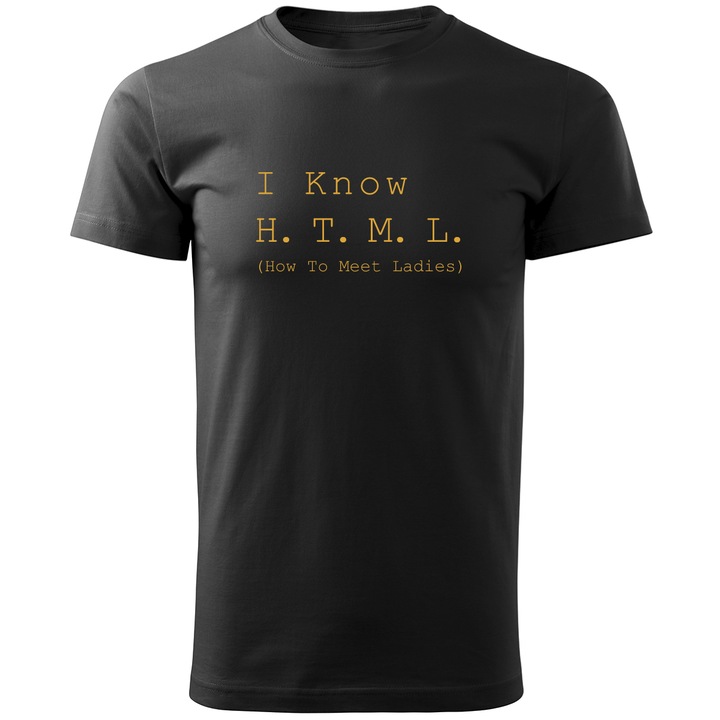 Tricou personalizat barbati PROGRAMATOR IT HTML negru, marime L