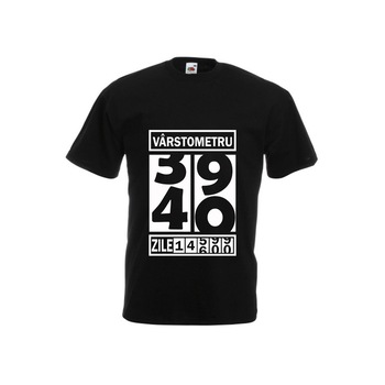 Tricou barbatesc personalizat Fruit of the loom, negru, Varstometru 40 ani M Tricou barbatesc personalizat Fruit of the loom, negru, Varstometru 40 ani M