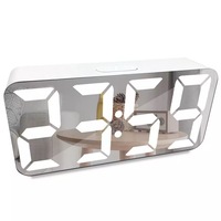 ceas digital cu afisaj led alb display oglinda  alarma carcasa alba imagen 43_0_
0