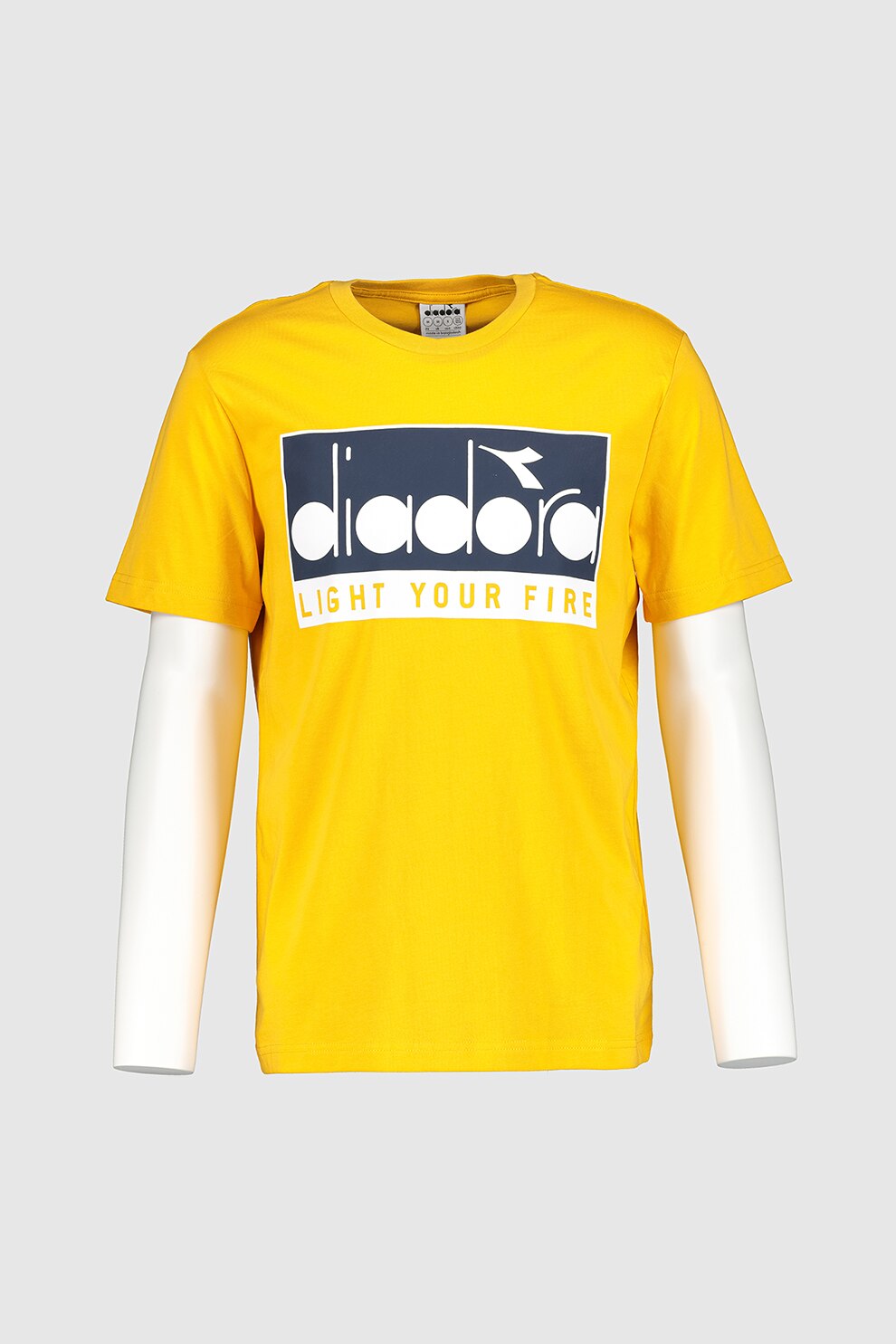 Diadora, Tricou de bumbac organic 5Palle Targa, Galben sofran/Bleumarin/Alb, S