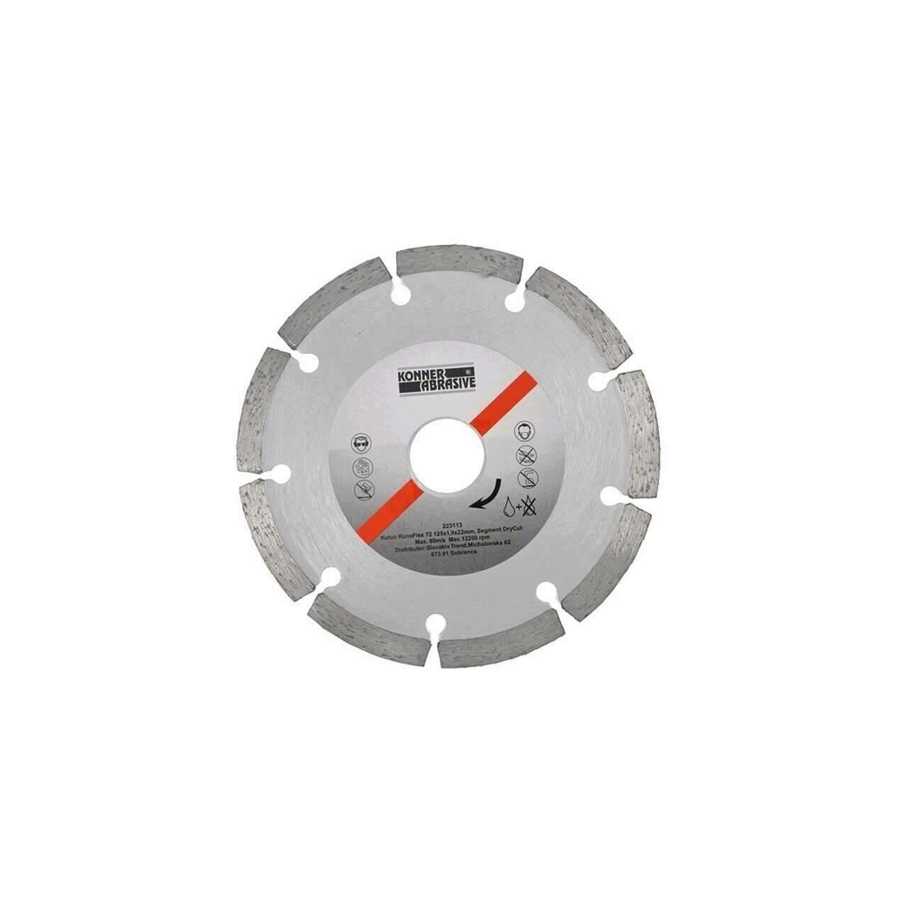 Disc diamantat segmentat profesional, Konner KonaFlex DryCut, 115x1,9x22 mm