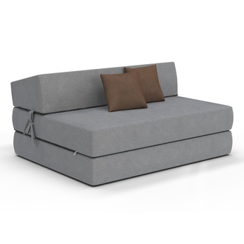 Saltea pliabila pentru copii/adolescenti tip canapea Spij zdrowo Alex, Gri deschis/Maro Saltea pliabila pentru copii/adolescenti tip canapea Spij zdrowo Alex, Gri deschis/Maro