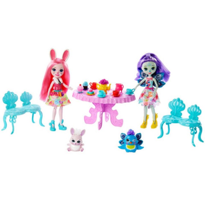 Игрален комплект EnchanTimals Bree Bunny and Peacock Pattern - Чаено парти