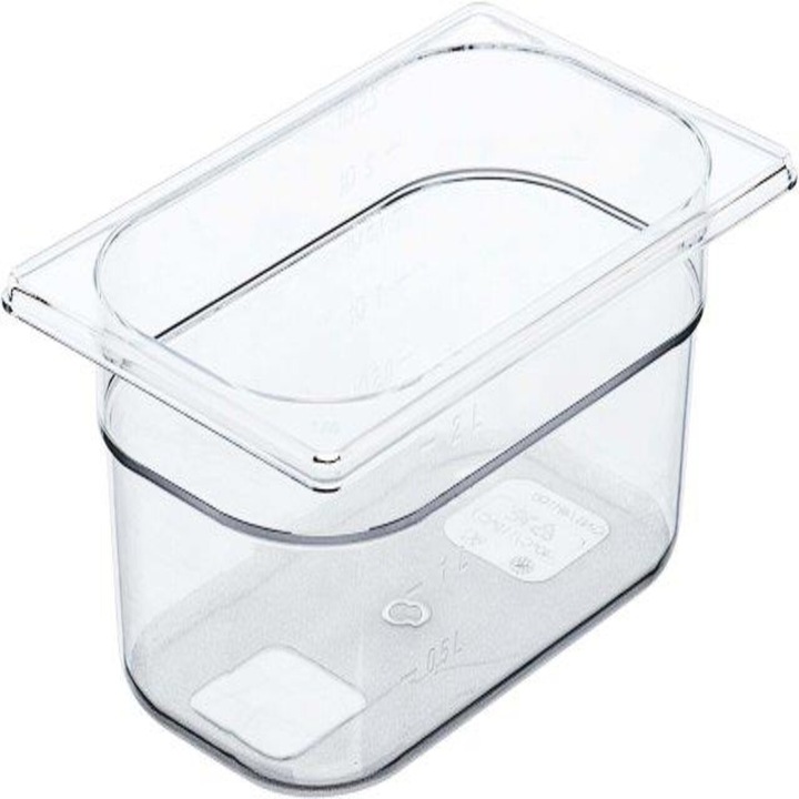 Vascheta din policarbonat GN 1/4, 265x164xH100 mm-Profi Line, Saporoso