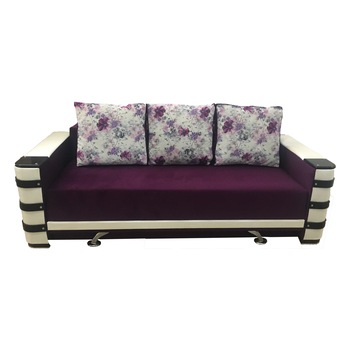 Canapea extensibila Lara, MobAmbient, Mov cu Alb, material textil si imitatie de piele, extensie 140 cm din plasa de arcuri tip relaxa, cu lada de depozitare, 3 perne mari incluse, 230 x 140 cm Canapea extensibila Lara, MobAmbient, Mov cu Alb, material textil si imitatie de piele, extensie 140 cm din plasa de arcuri tip relaxa, cu lada de depozitare, 3 perne mari incluse, 230 x 140 cm