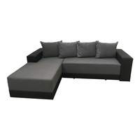Coltar extensibil Aida, MobAmbient, Gri Negru, material textil, 140 cm din plasa de arcuri tip relaxa, 1 lada de depozitare, 4 perne mari incluse, 260 x 180 cm