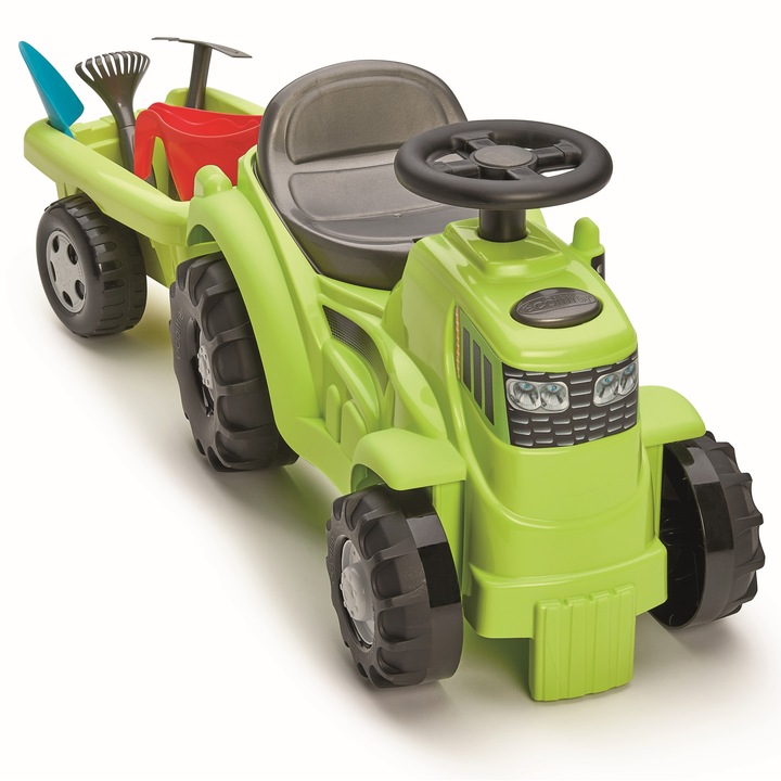 Set Tractor cu remorca pentru copii + Accesorii, Ecoiffier, Plastic, 81 cm, 82 x 33 x 28 cm, Verde/Negru