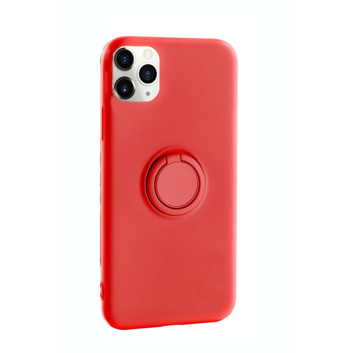 Carcasa iPhone 11 , rosu , Suport tip Inel, Liquid Silicone iPhone XI 6.1 inch