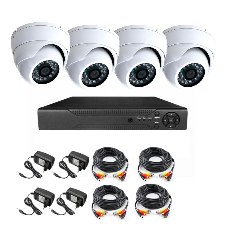 Kit Complet Interior Cu 4 Camere De 20 Metri Tip Dome, AESS-DFP70A200 + DVR, Transmisie Pe Internet