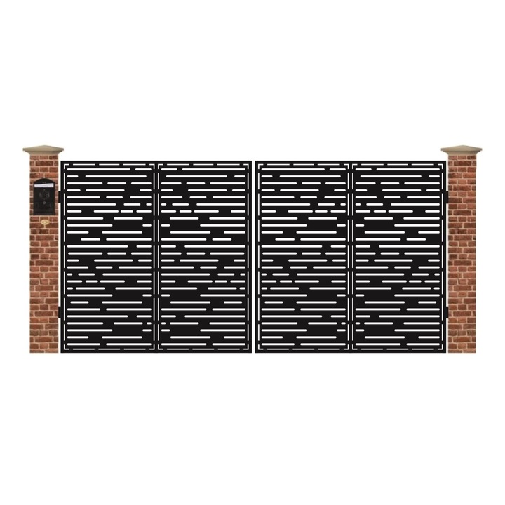 Poarta acces auto mare din tabla debitata cu plasma LINEA 3884x1940 mm