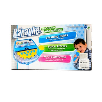 Microfon Karaoke, Enjoy Bleu, 41 x 23 x 6.5 cm, cu lumini si amplificator de voce, mp3 Microfon Karaoke, Enjoy Bleu, 41 x 23 x 6.5 cm, cu lumini si amplificator de voce, mp3