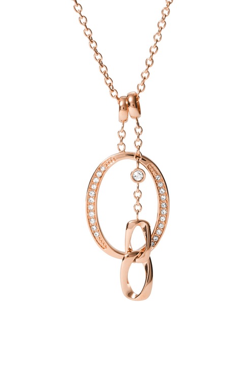 Fossil, Colier cu doua pandantive, Auriu rose