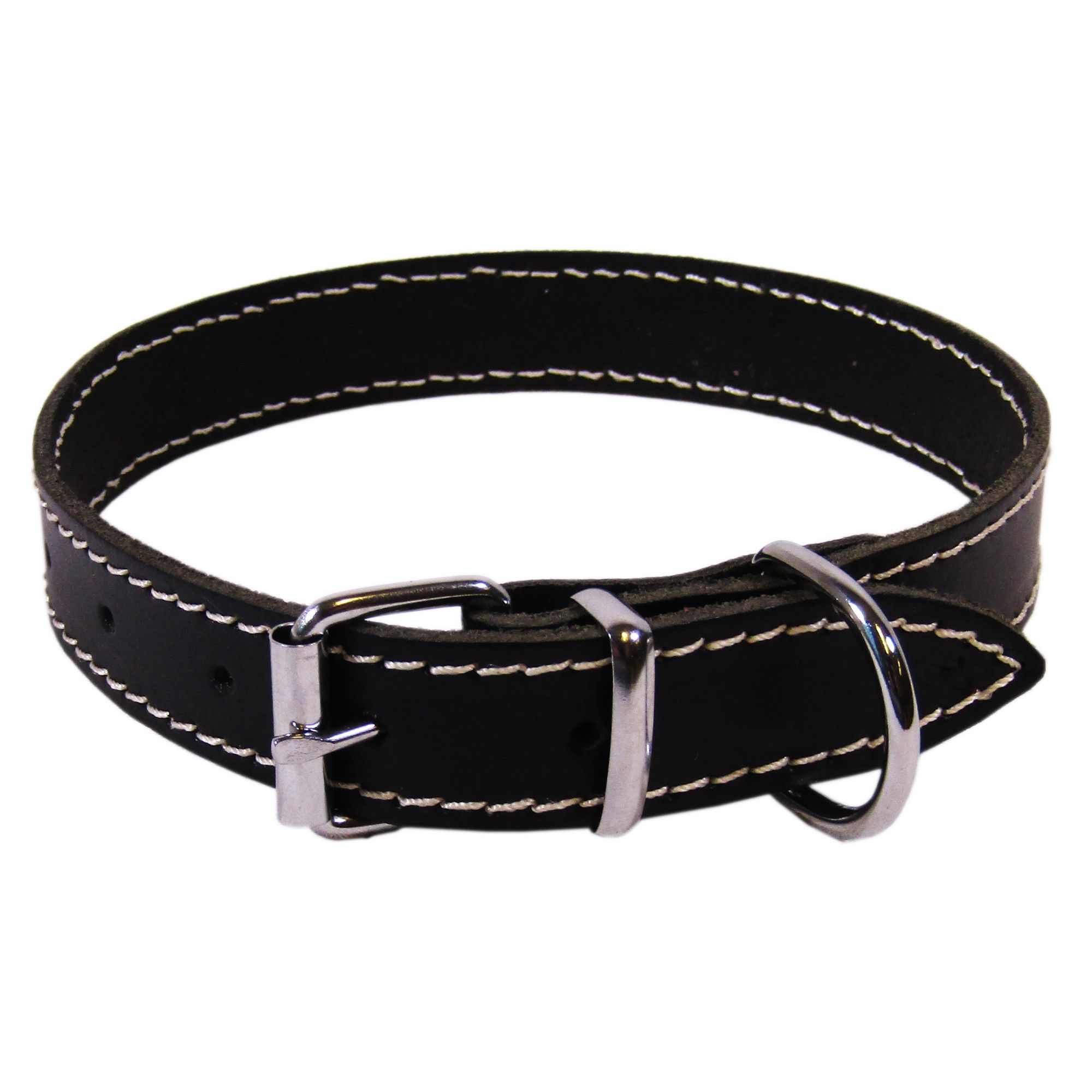 Zgarda din piele 2/45 cm, Negru