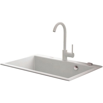 Pachet chiuveta granit cu baterie Kring, compozit granit, 700x520mm, adancime 197mm, montare pe blat, alb Pachet chiuveta granit cu baterie Kring, compozit granit, 700x520mm, adancime 197mm, montare pe blat, alb