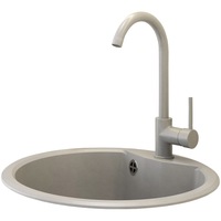 Pachet chiuveta bucatarie granit cu baterie Kring, compozit granit, 480mm, adancime 180mm, montare pe blat, gri