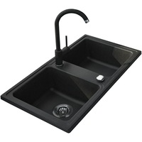 pachet chiuveta granit cu doua cuve si baterie kring compozit granit 780x435mm adancime 165mm montare pe blat negru imagen 14_0_
0
