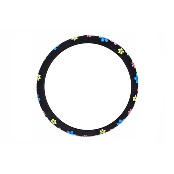 Husa de volan cu floricele colorate, 37-39 cm, Amio Husa de volan cu floricele colorate, 37-39 cm, Amio