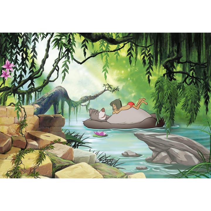 Fototapet pentru copii, cu Cartea junglei, hartie, semilavabil, 8-4106 multicolor 368cm X 254cm