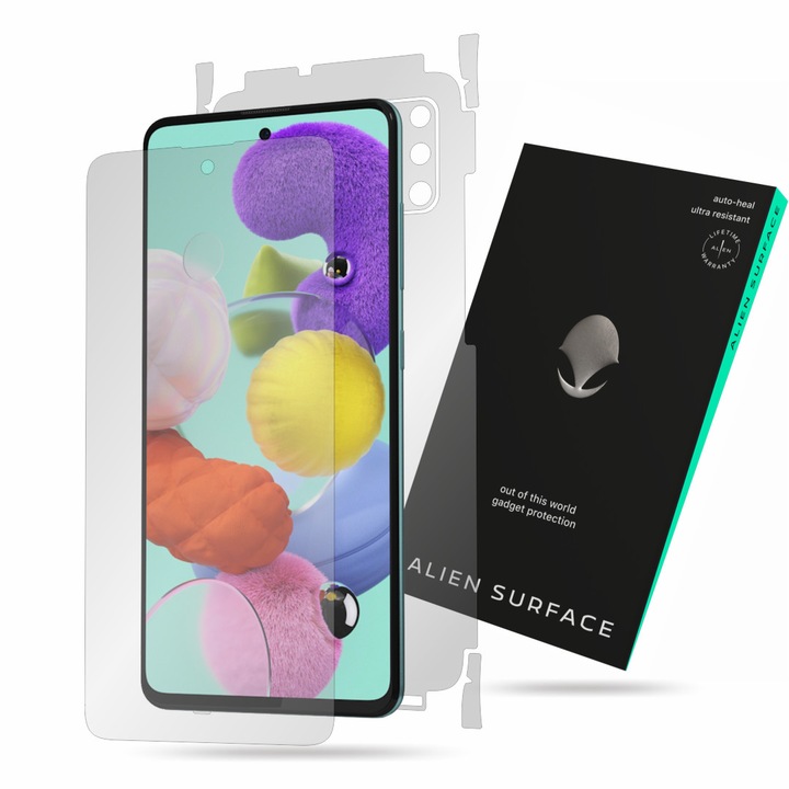 Alien Surface védőfólia, Samsung Galaxy A51 kompatibilis, képernyő védelem, hátlap, oldalak
