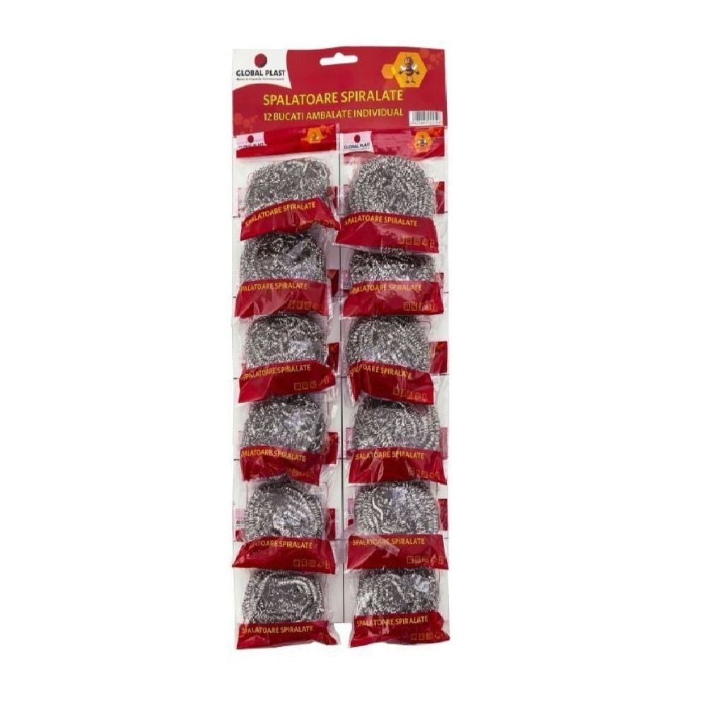 Set 12 Bureti din Inox Spiralat Zorex Pro, Culoare Argintie, Blister, Spalator