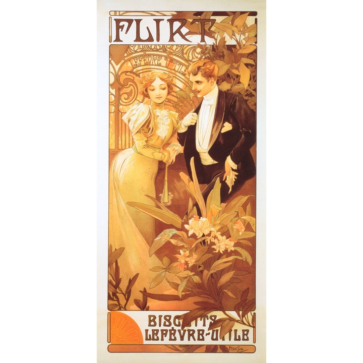 Poza canvas Mucha, Myletos, Rama din lemn, 25x54 cm