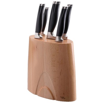 Set de 5 cutite Jamie Oliver, cu suport de lemn de fag, lame din otel inoxidabil MoV japonez Set de 5 cutite Jamie Oliver, cu suport de lemn de fag, lame din otel inoxidabil MoV japonez