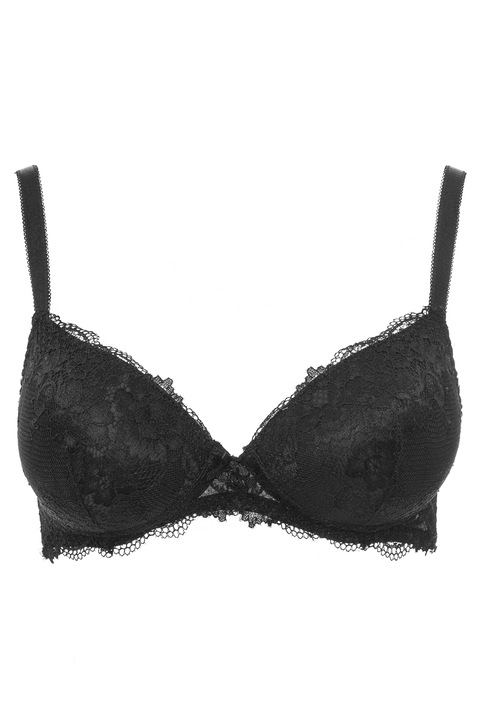 Melltartó natúr csipke push-up hatással, drót nélkül, Intimamoda 2446, Fekete
