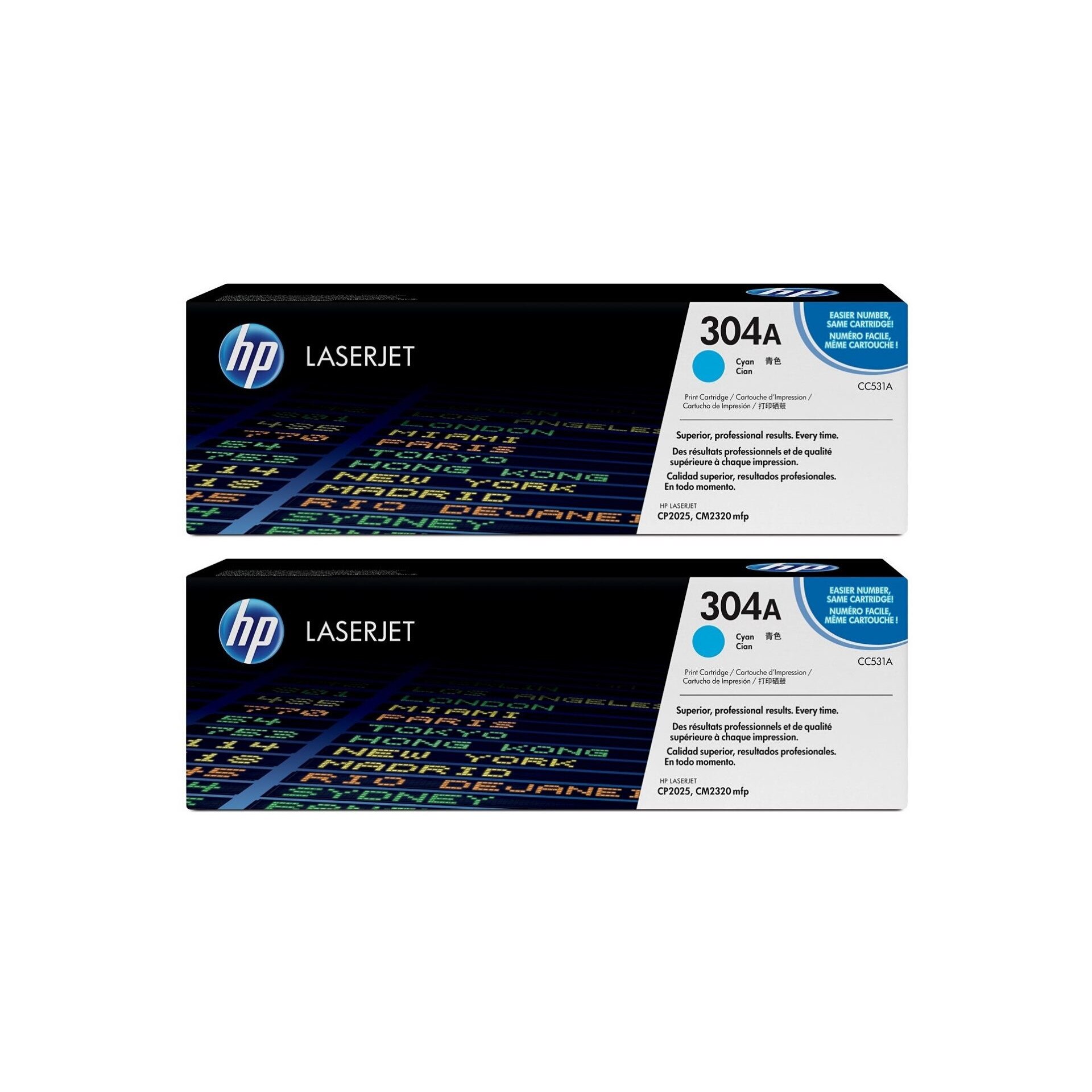 Pachet cartuse toner HP original CC531A (304A) cyan x2 5600 pagini