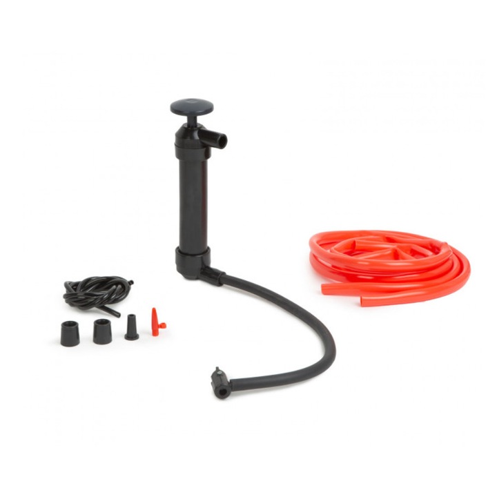 Многофункционална ръчна помпа MNC за течности - идеална за изпомпване на масла и въздух, маркуч 1/2", ход на помпата 120 мм, 2 адаптера, черни