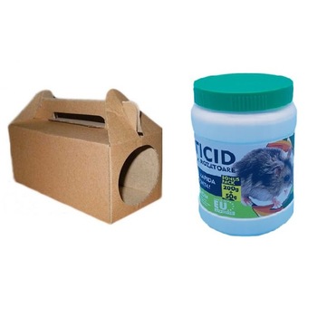 Pachet anti rozatoare cu 5buc statii intoxicare din carton , raticid Pestmaster Muribrom 200+50g Pachet anti rozatoare cu 5buc statii intoxicare din carton , raticid Pestmaster Muribrom 200+50g