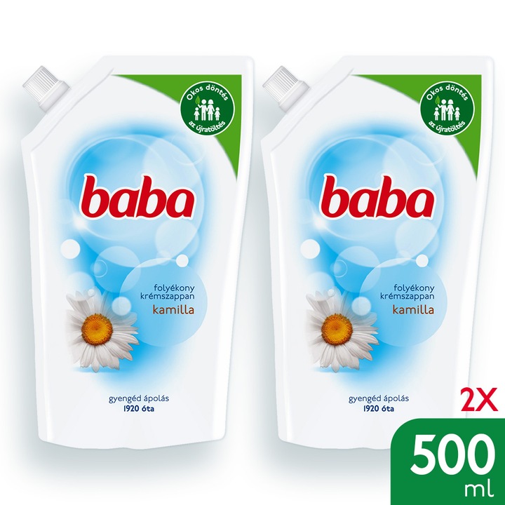 BABA Folyékony Szappan Utántöltő Kamilla Illat, 2x500 ml