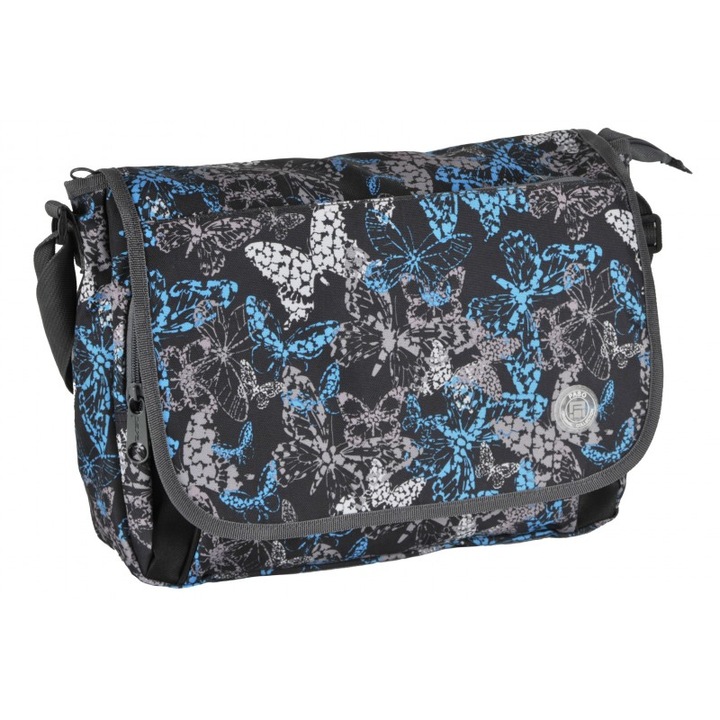 Чанта за рамо Paso, 16-582B, сиво и синьо, 33x27x14 cm