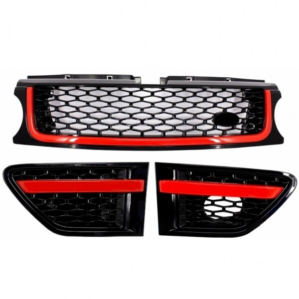 Ansamblu Grila Centrala si Grile Laterale Land ROVER Range ROVER Sport Facelift (2010-2013) L320 Autobiography Look Black Red Edition