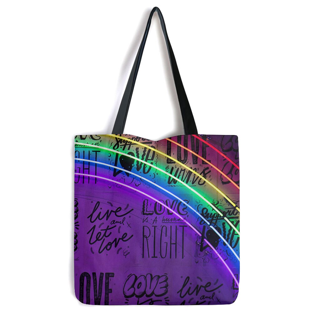Geanta Tote Bag Heartwork, Curcubeul iubirii, Model Multicolor, 40 x 50 cm