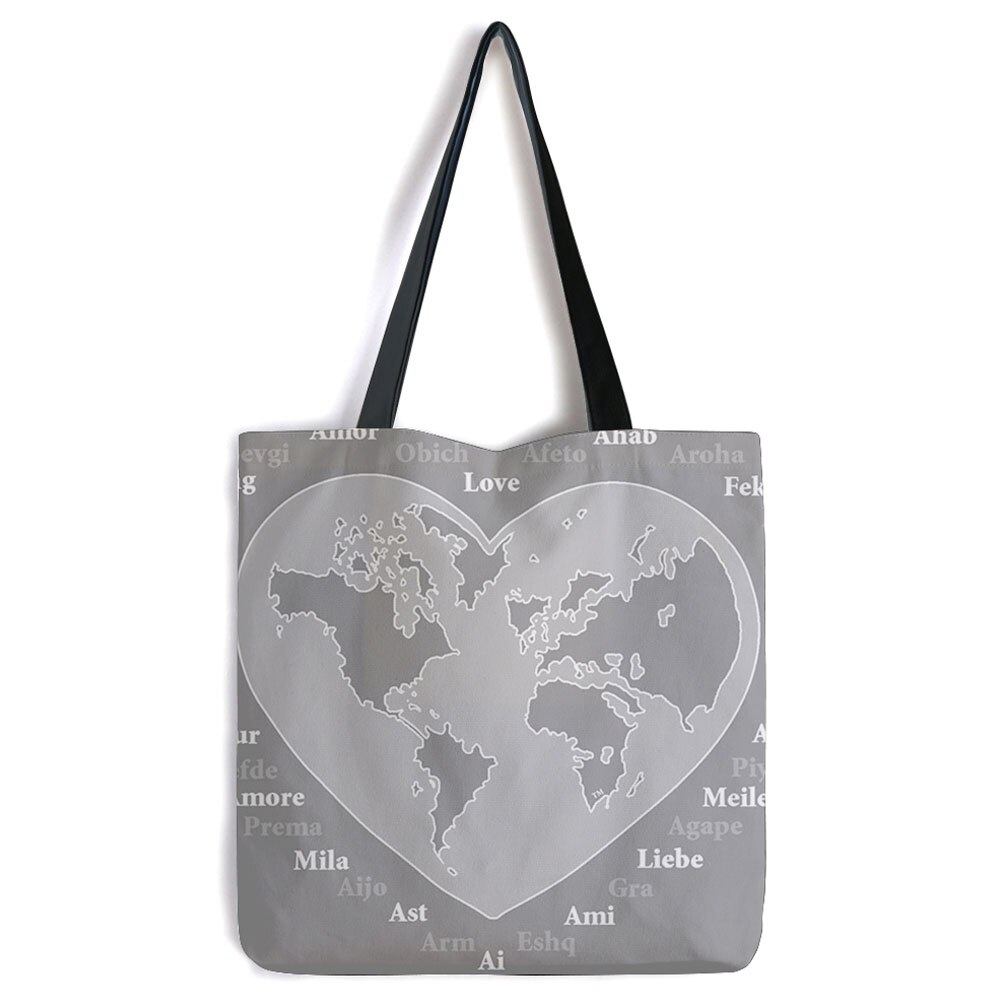 Geanta Tote Bag Heartwork, Iubire in toate limbile, Model Multicolor, 40 x 50 cm