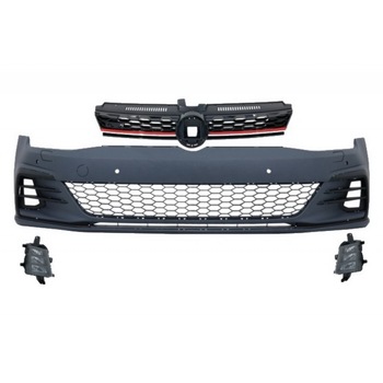 Bara Fata cu Grile si Proiectoare ceata LED compatibil cu VW Golf VII 7.5 (2017-Up) GTI Look Bara Fata cu Grile si Proiectoare ceata LED compatibil cu VW Golf VII 7.5 (2017-Up) GTI Look